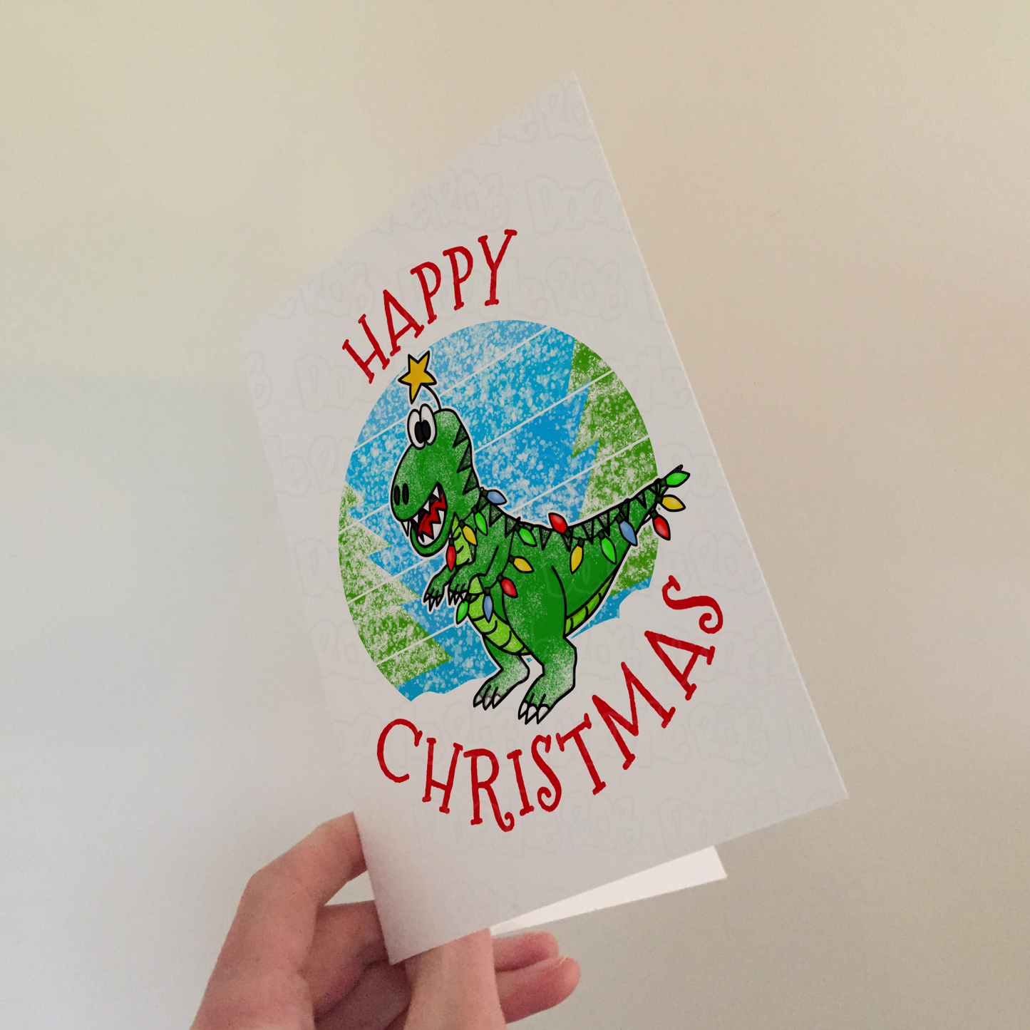 Dinosaur Christmas Card - T-Rex Xmas Card - Boys Christmas Card
