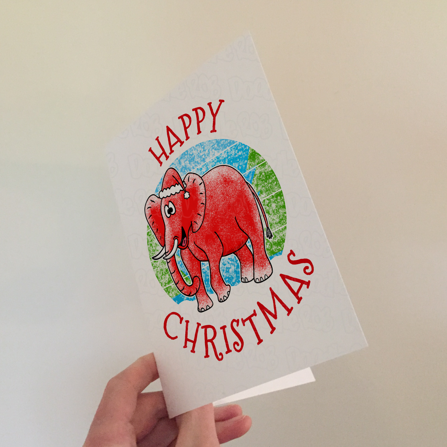 Elephant Christmas Card - Wildlife Lover Xmas Card - Safari Animal Christmas Card