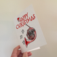 French Horn Christmas Card (Santa Hat) - Horn Player Xmas Card - Brass Musician Christmas Card
