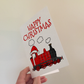 Steam Train Christmas Card - Train With Santa Hat - Steam Locomotive Xmas Card