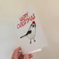 Long-Tailed Tit Bird Christmas Card - Bird Watcher Xmas Card