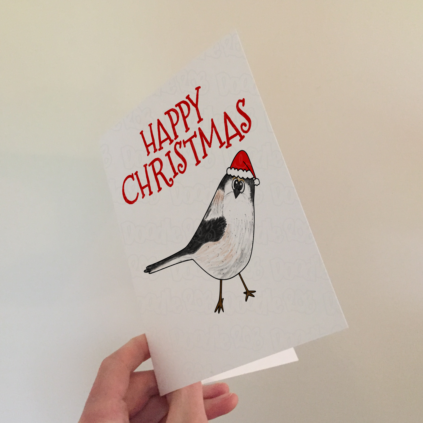 Long-Tailed Tit Bird Christmas Card - Bird Watcher Xmas Card