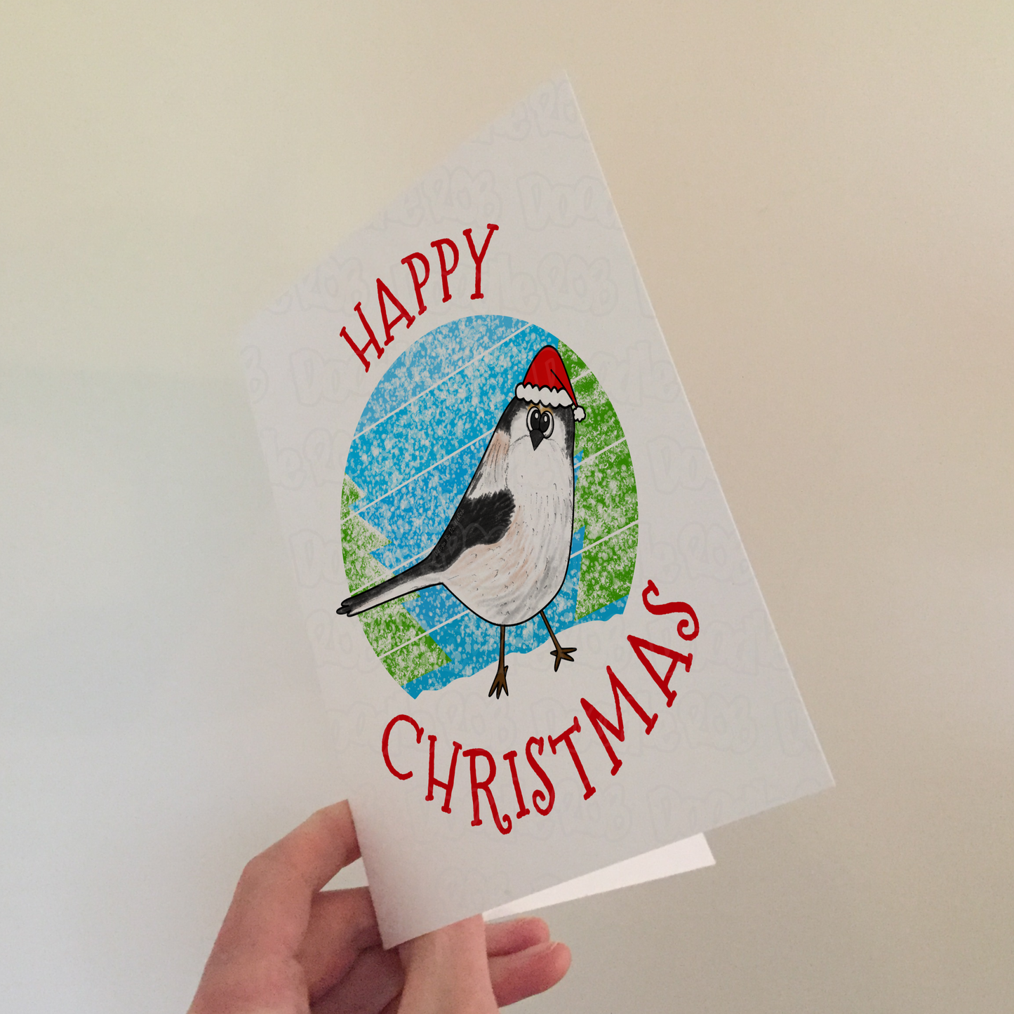 Long-Tailed Tit Bird Christmas Card (Snow) - Bird Watcher Xmas Card