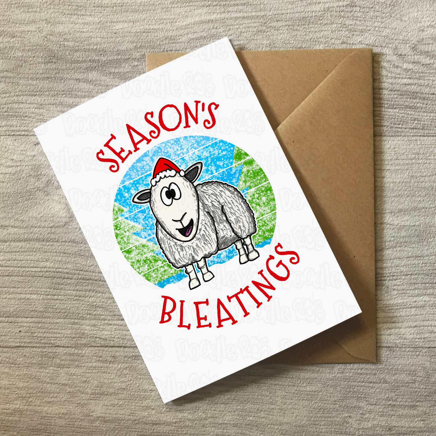 Sheep Christmas Card - Season's Bleatings - Funny Xmas Card For Farmer