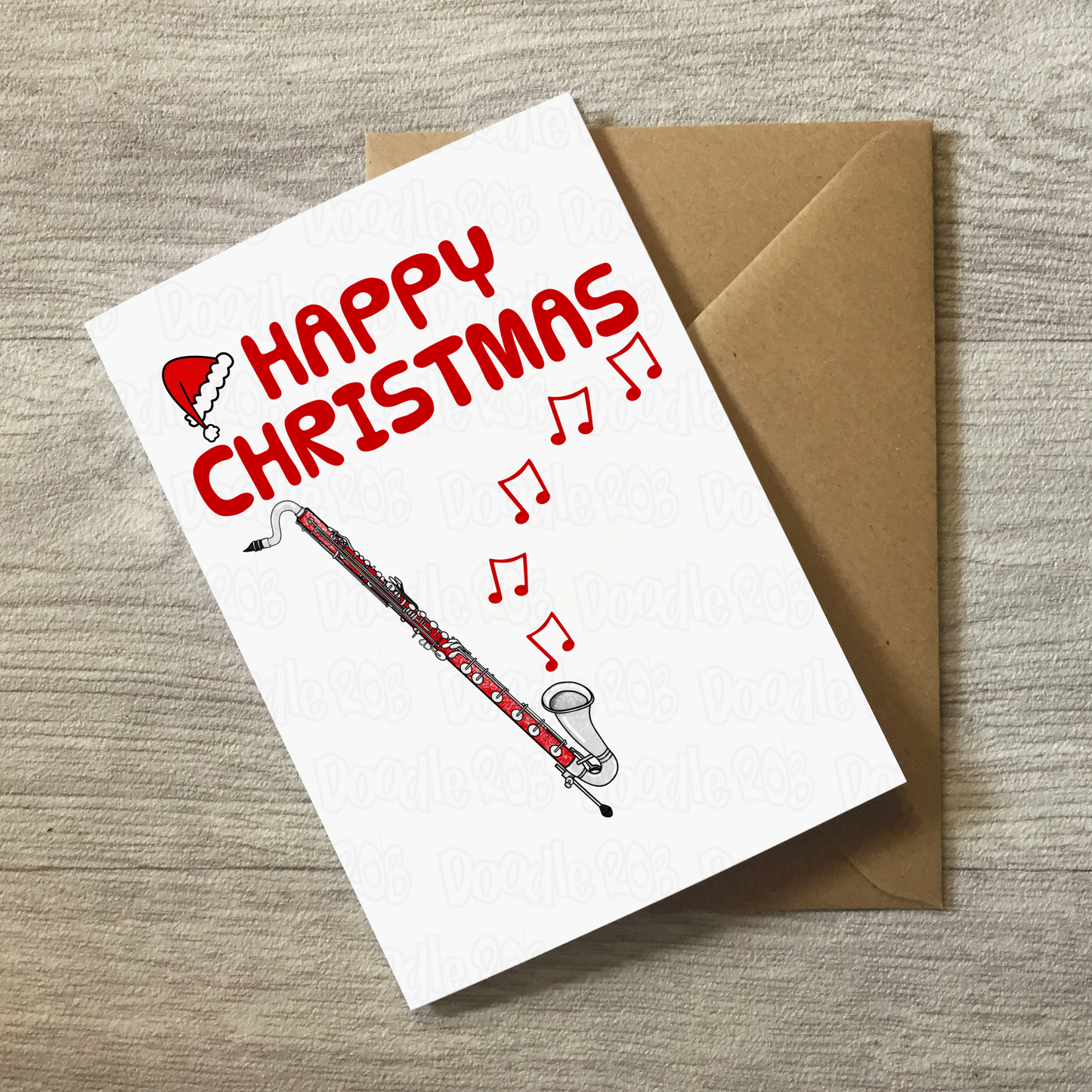 Bass Clarinet Christmas Card - Bass Clarinetist Xmas Card - Woodwind Musician Card