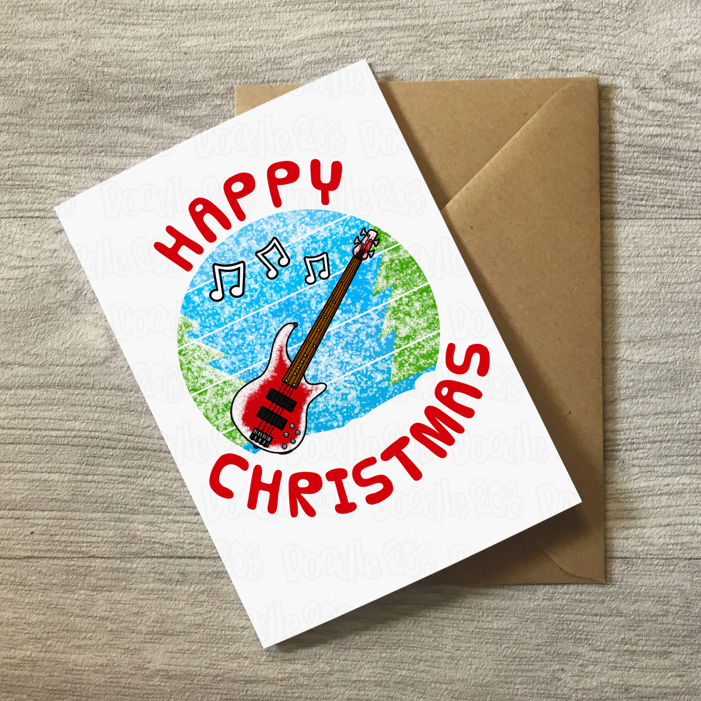 Bass Guitar Christmas Card - Bassist Xmas Card - Music Teacher Christmas Card