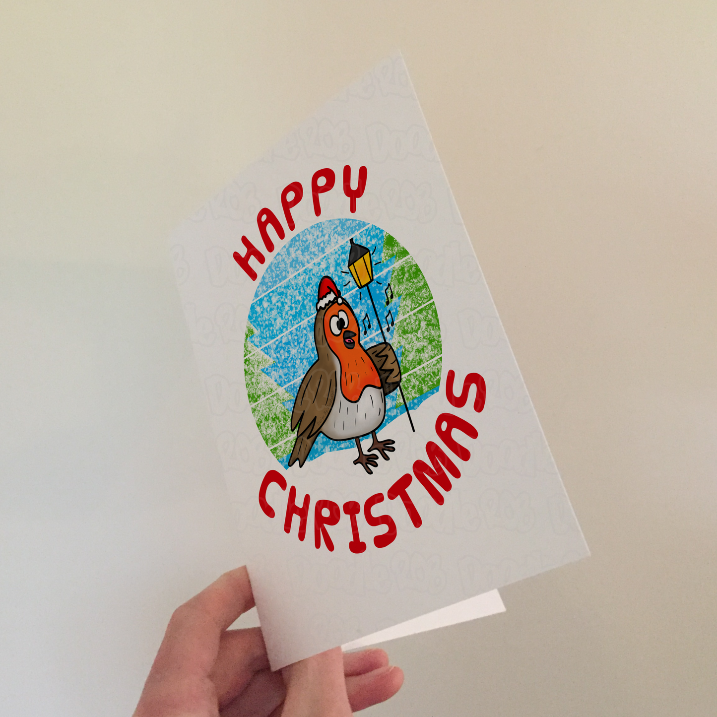 Carol Singer Christmas Card - Robin Xmas Card - Musician Greeting Card