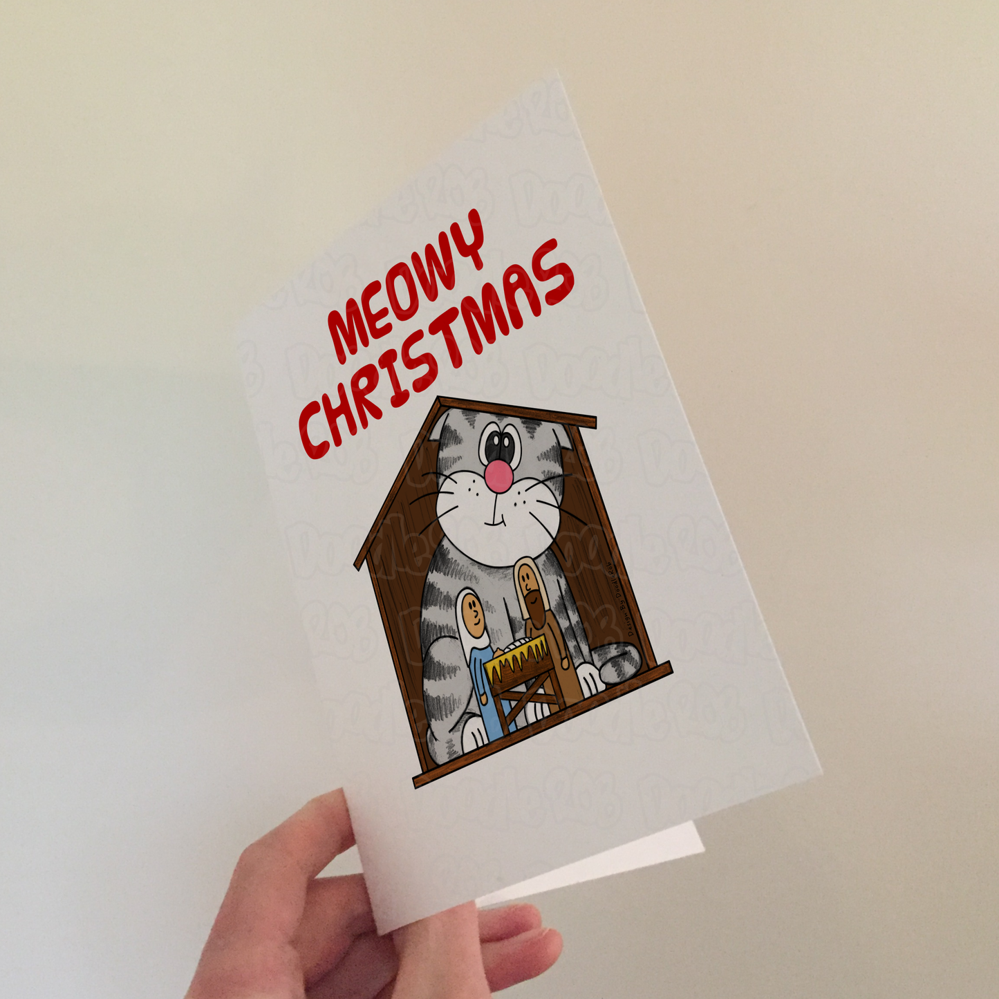 Cat Christmas Nativity Card - Meowy Christmas - Funny Church Christmas Card