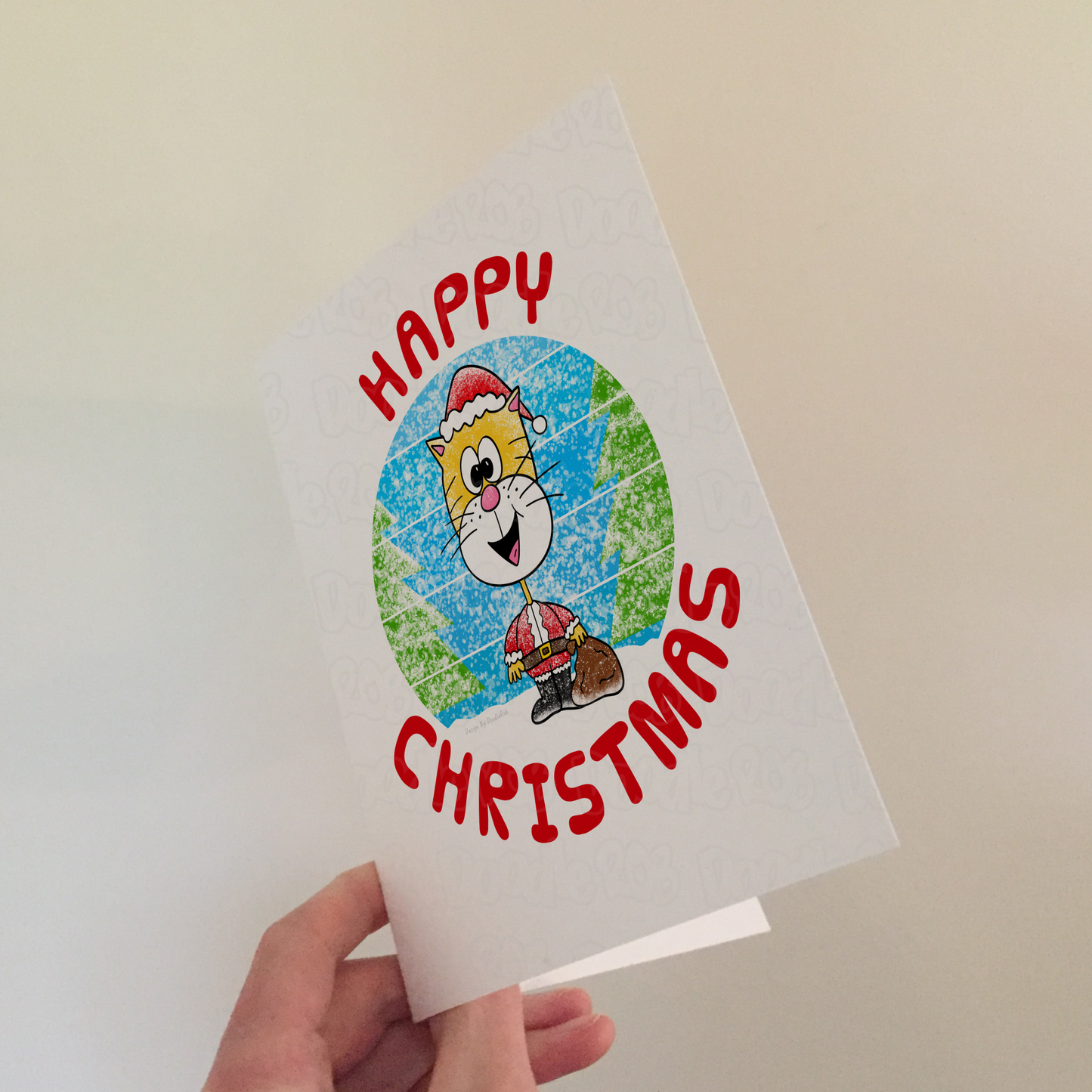 Cat Christmas Card - Cat Santa Claus Card - Funny Animal Xmas Card