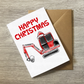 Christmas Digger Card - Construction Worker Xmas Card - Christmas Card For Boy