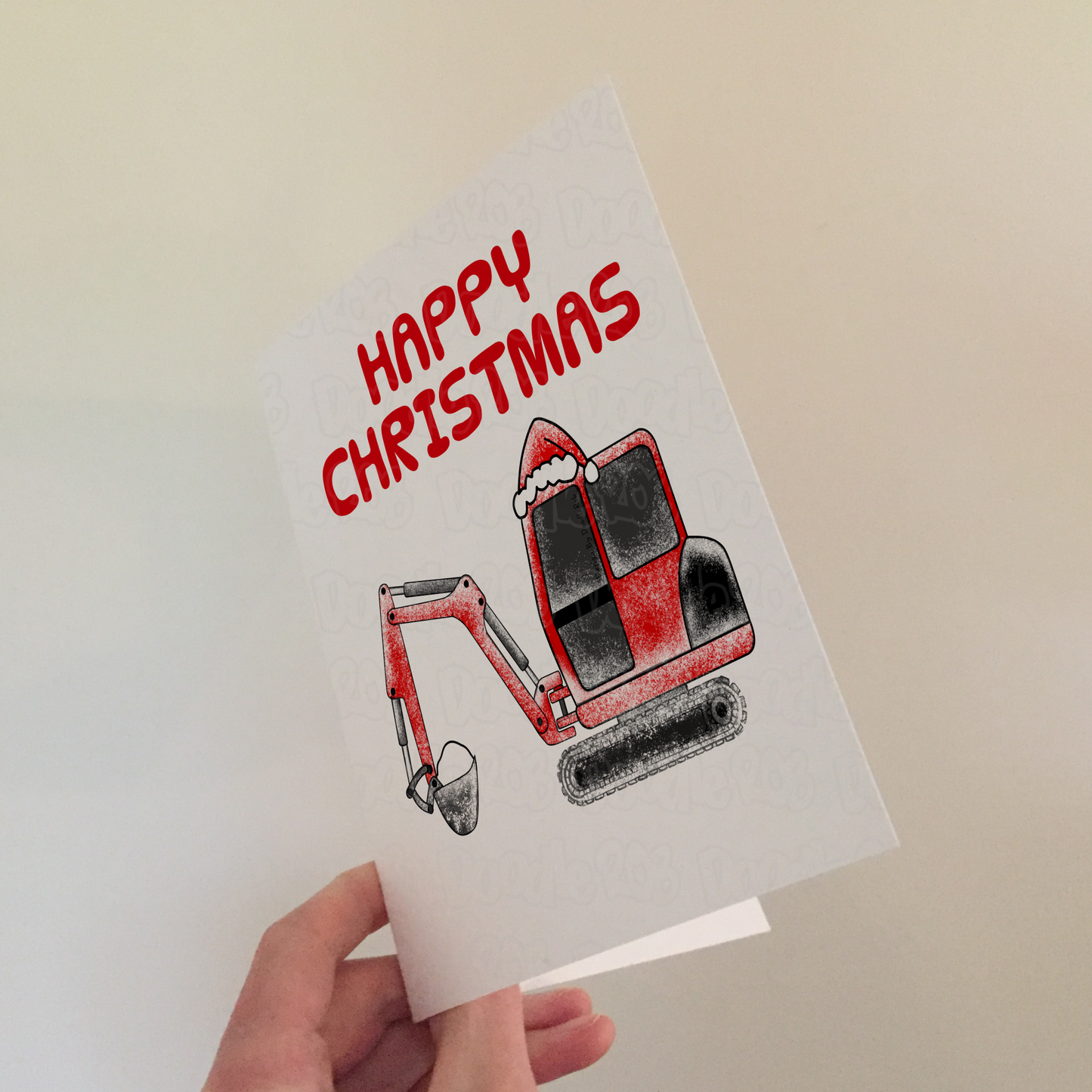 Christmas Digger Card - Construction Worker Xmas Card - Christmas Card For Boy