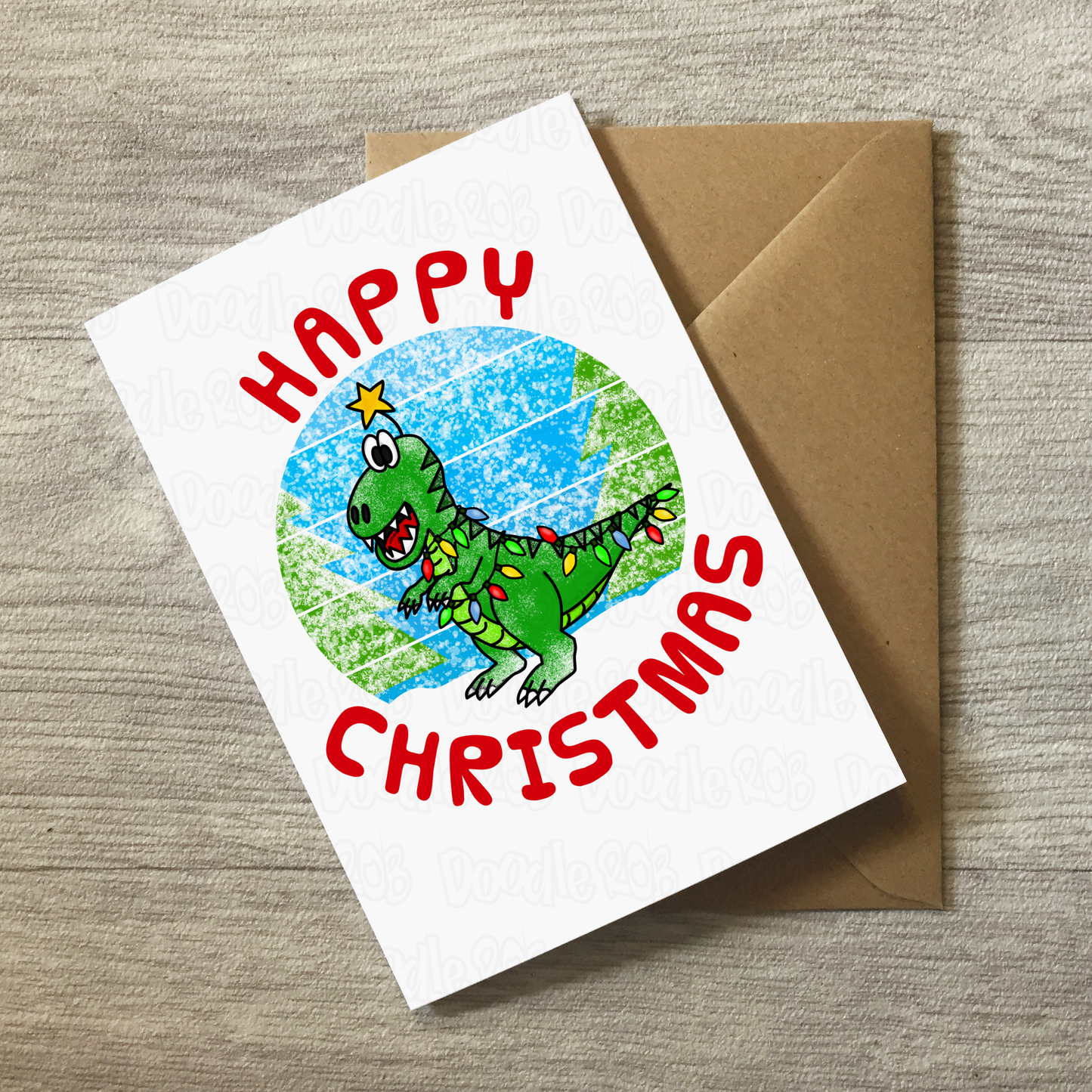 Dinosaur Christmas Card - T-Rex Xmas Card - Boys Christmas Card