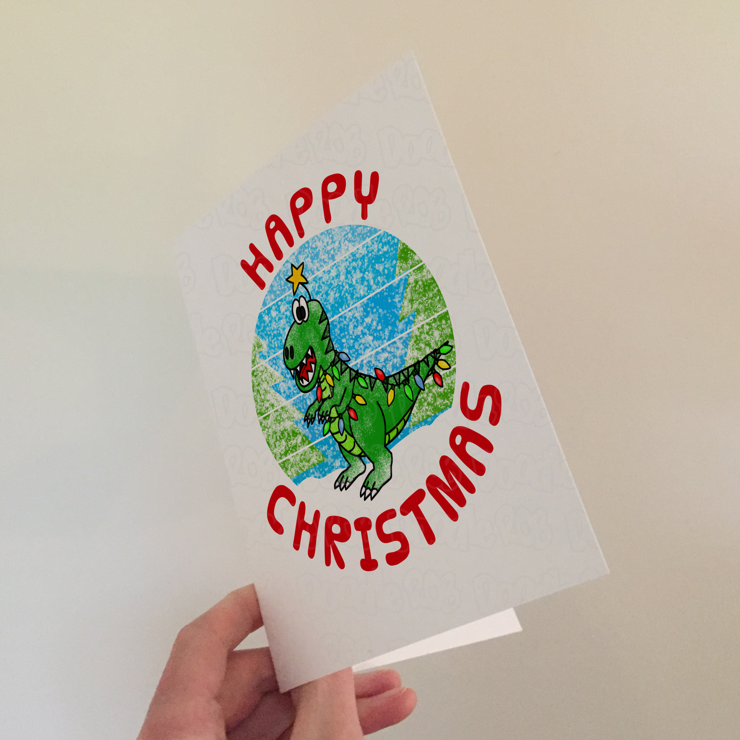 Dinosaur Christmas Card - T-Rex Xmas Card - Boys Christmas Card