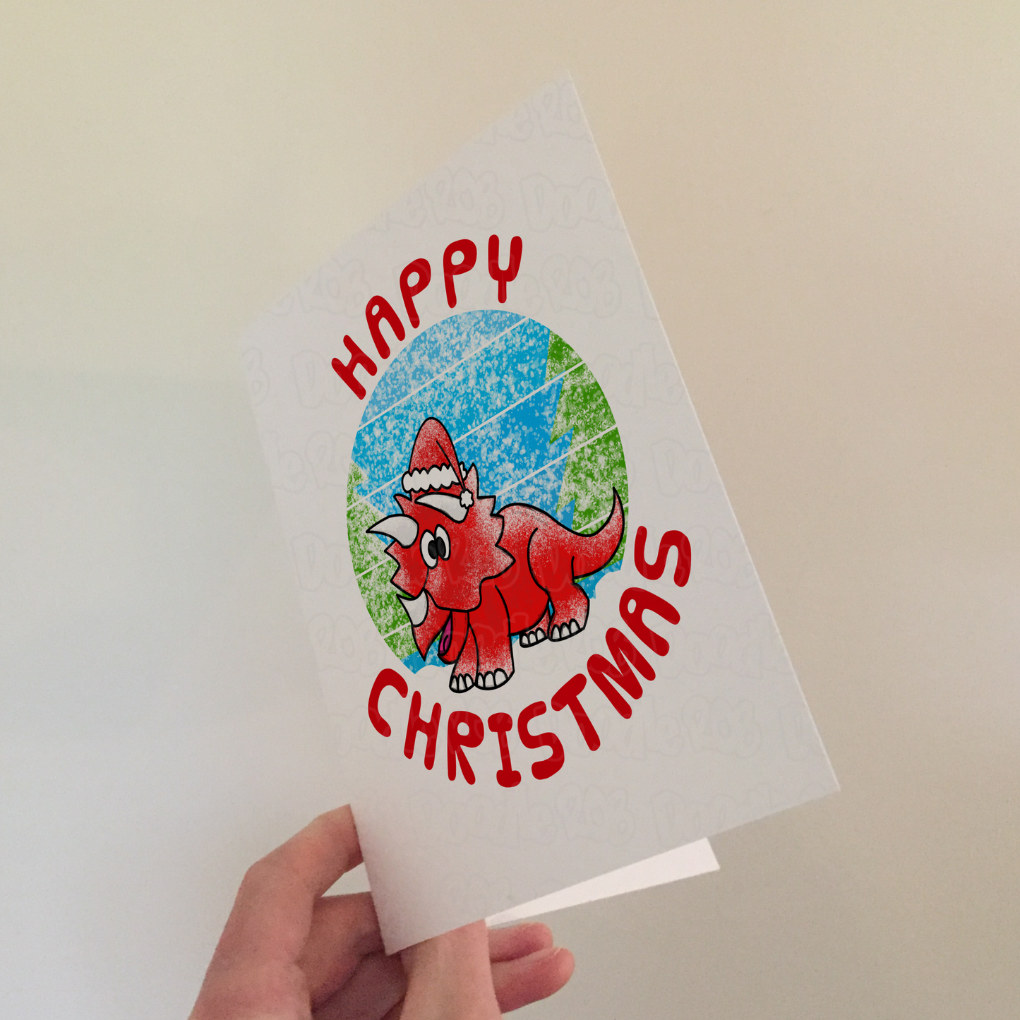 Triceratops Christmas Card - Dinosaur Xmas Card - Boys Christmas Card