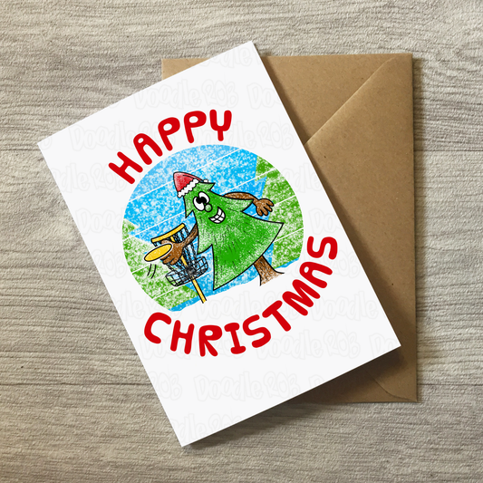 Disc Golf Christmas Card - Frisbee Golf Xmas Card - Disc Golfer Greeting Card