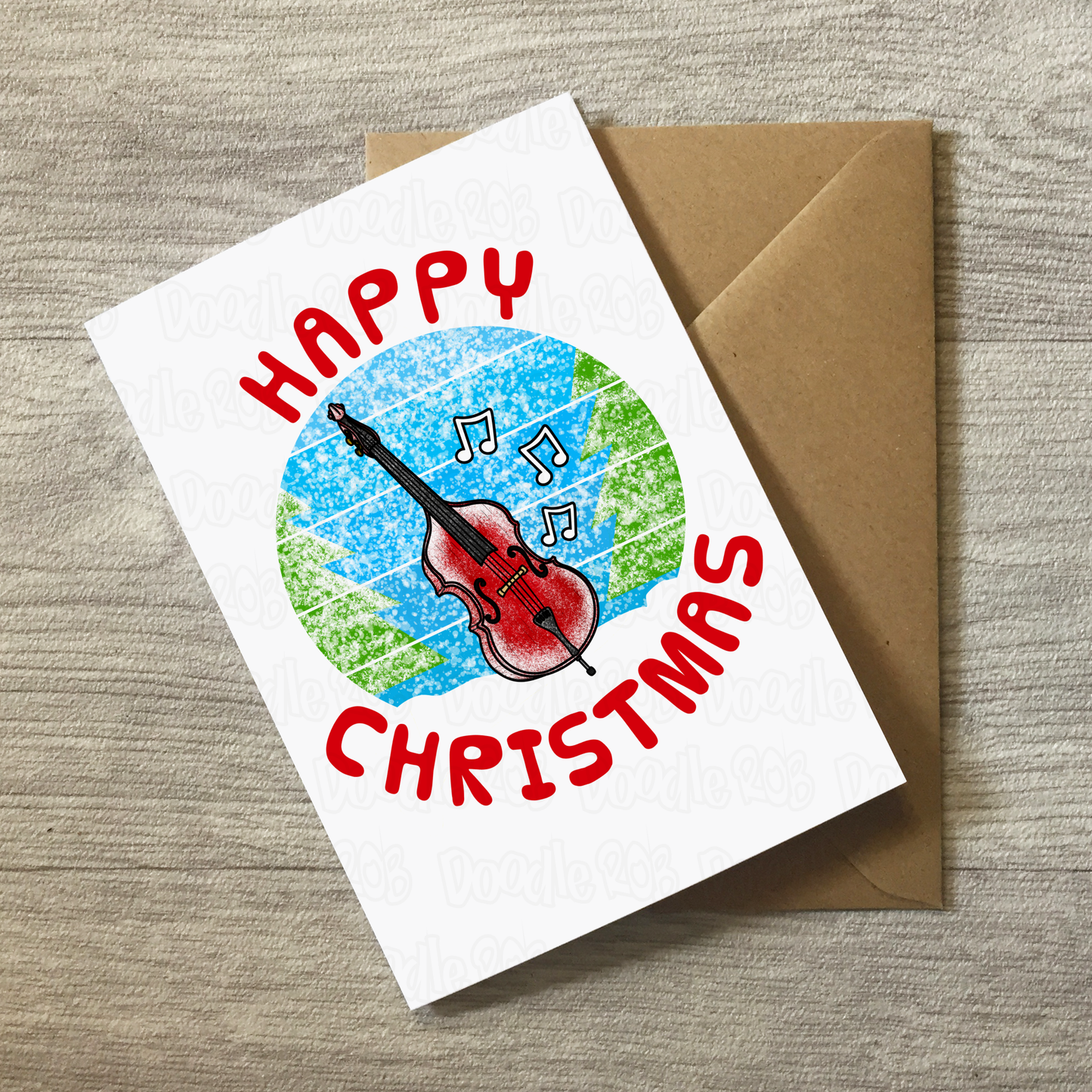 Double Bass Christmas Card - Bassist Xmas Card - Jazz Musician Christmas Card