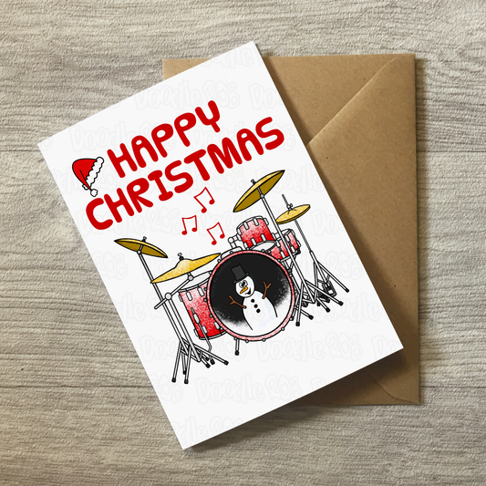Drummer Christmas Card - Drum Teacher Xmas Card - Musician Christmas Card