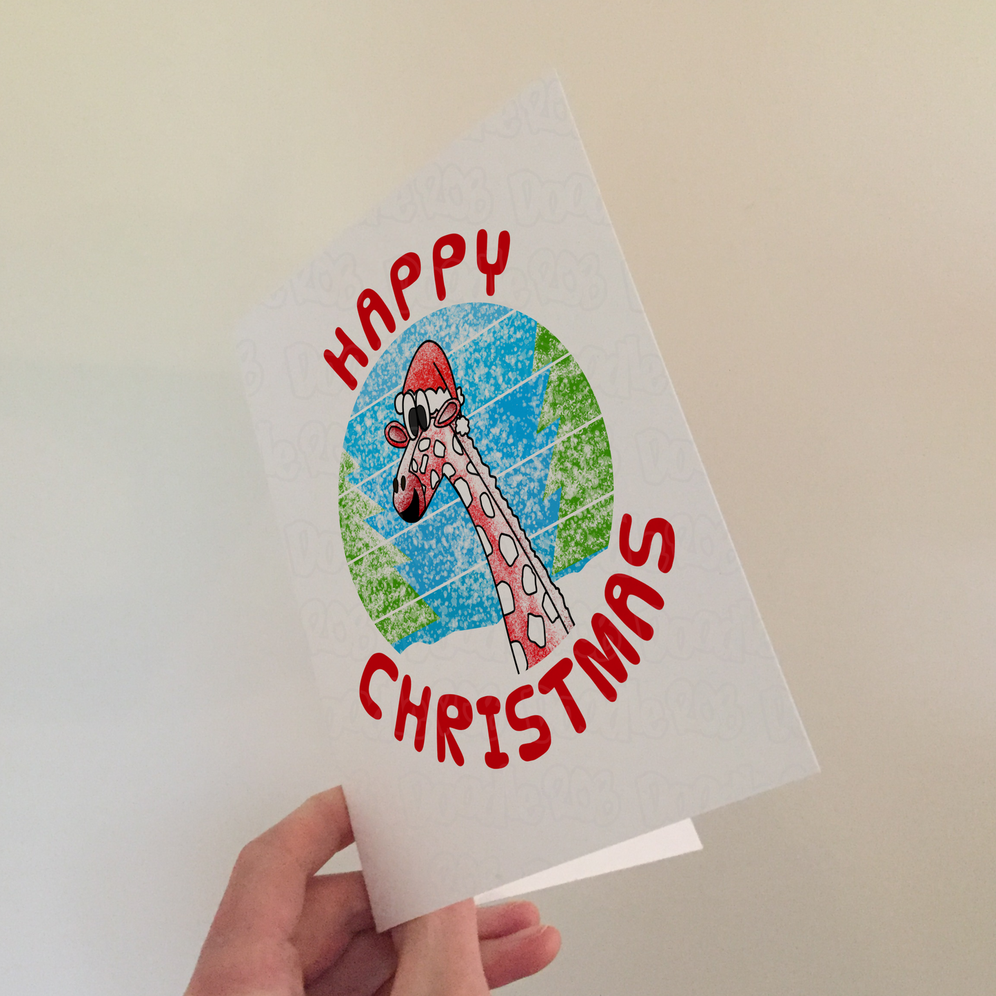 Giraffe Christmas Card - Wildlife Lover Xmas Card - Safari Animal Christmas Card