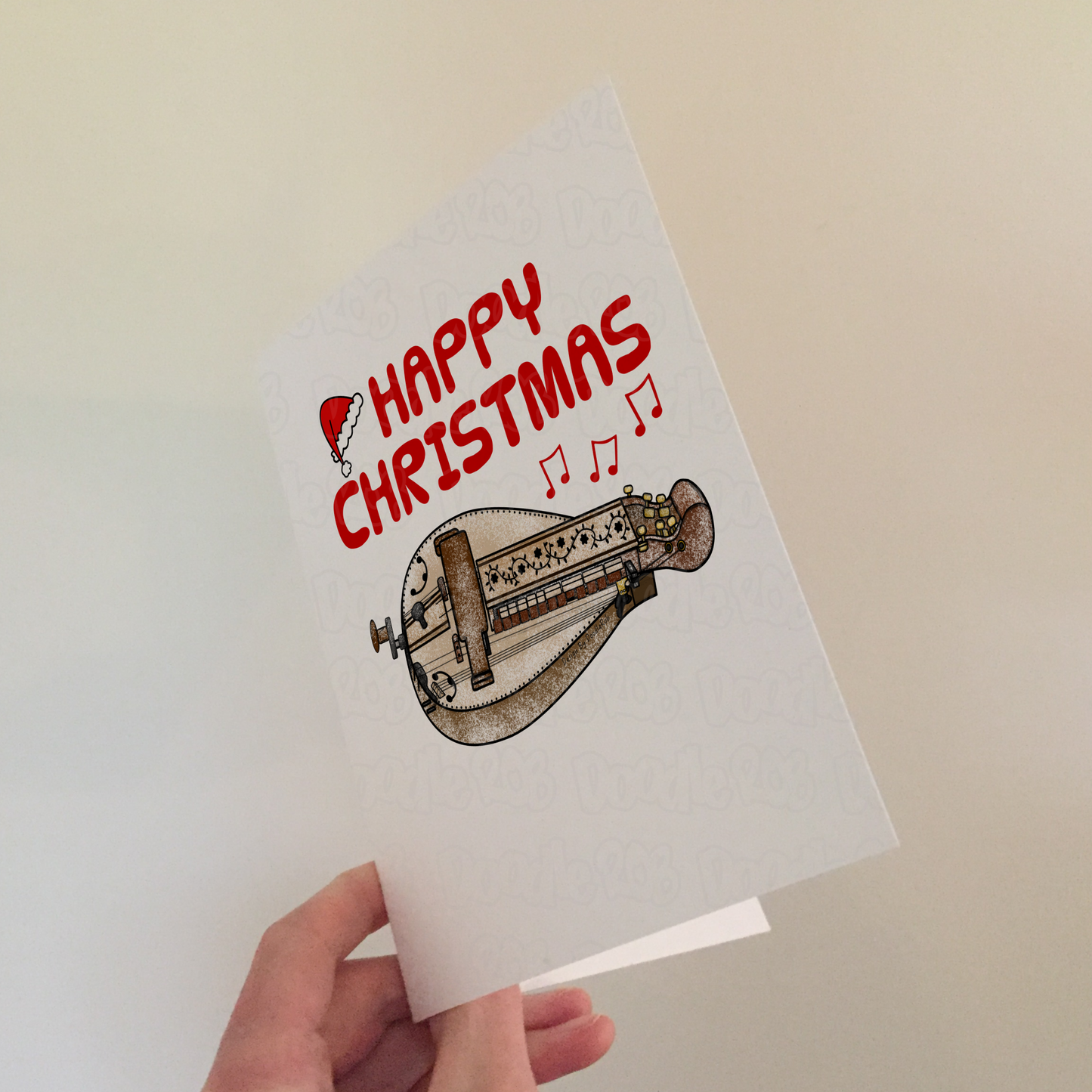 Hurdy Gurdy Christmas Card - Xmas Card For Gurdyist - Folk Musician Greeting Card