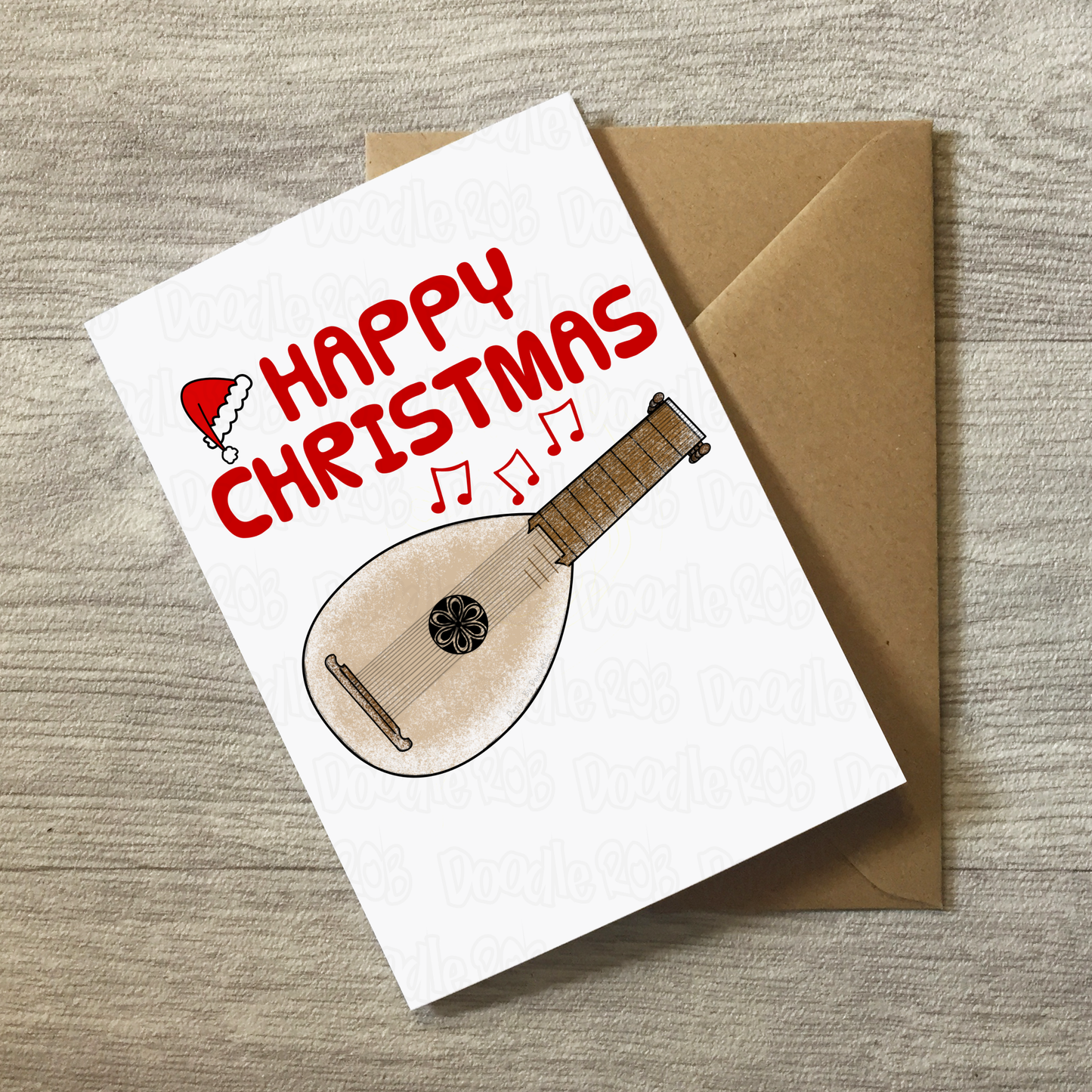 Lute Christmas Card - Xmas Card For Lutenist - Folk Musician Greeting Card