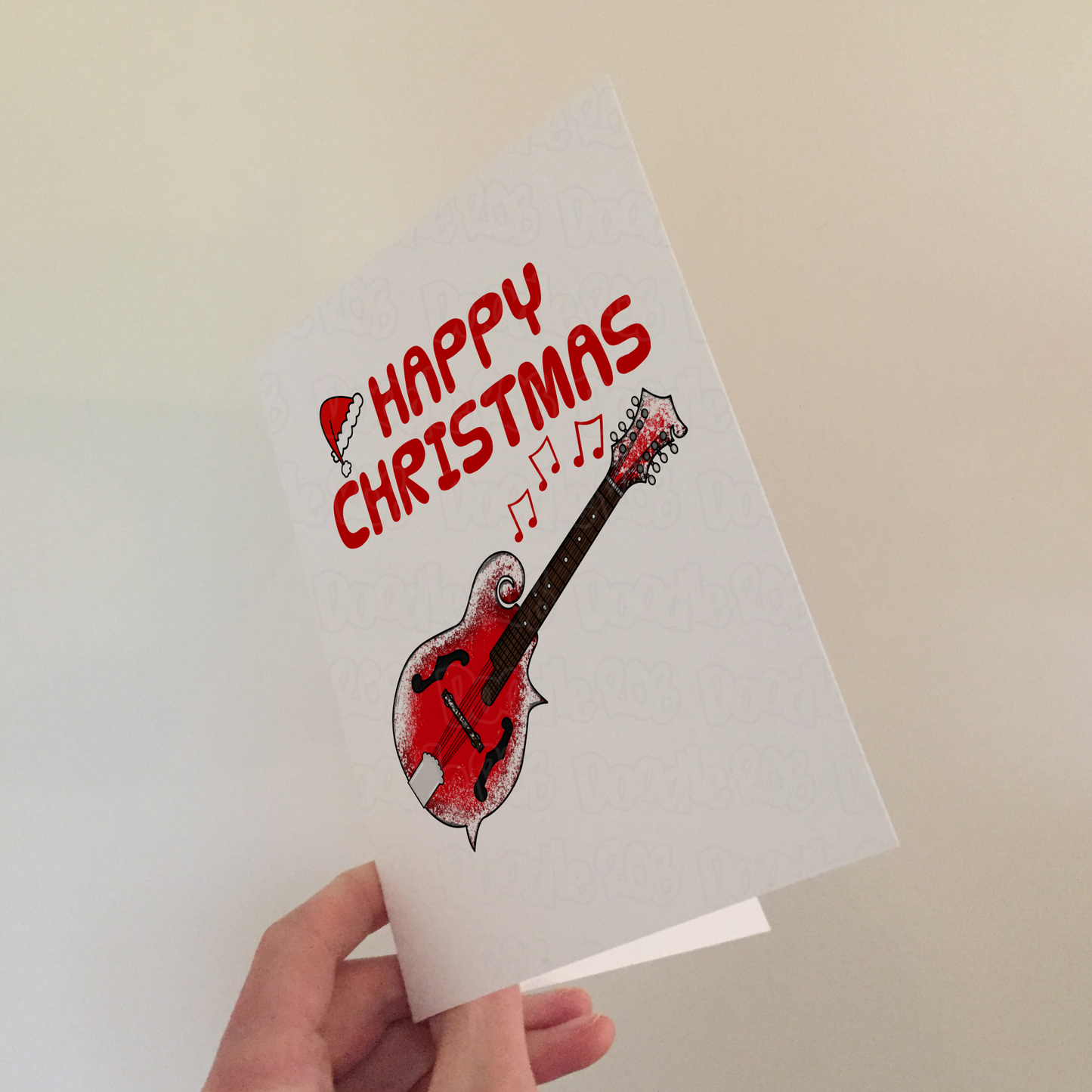 Mandolin Christmas Card - Xmas Card For Mandolinist - Folk Musician Greeting Card