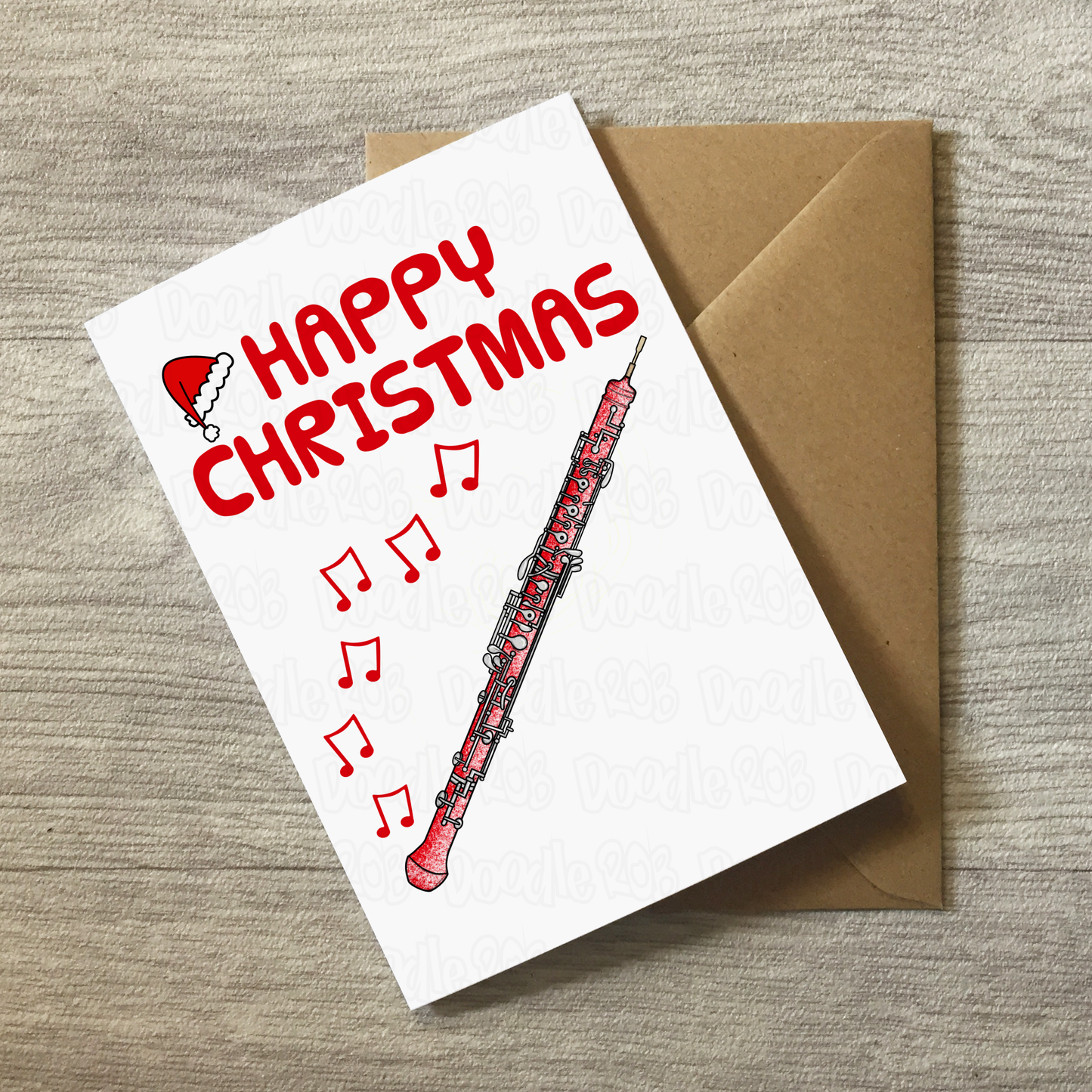 Oboe Christmas Card - Oboist Xmas Card - Music Teacher Christmas Card