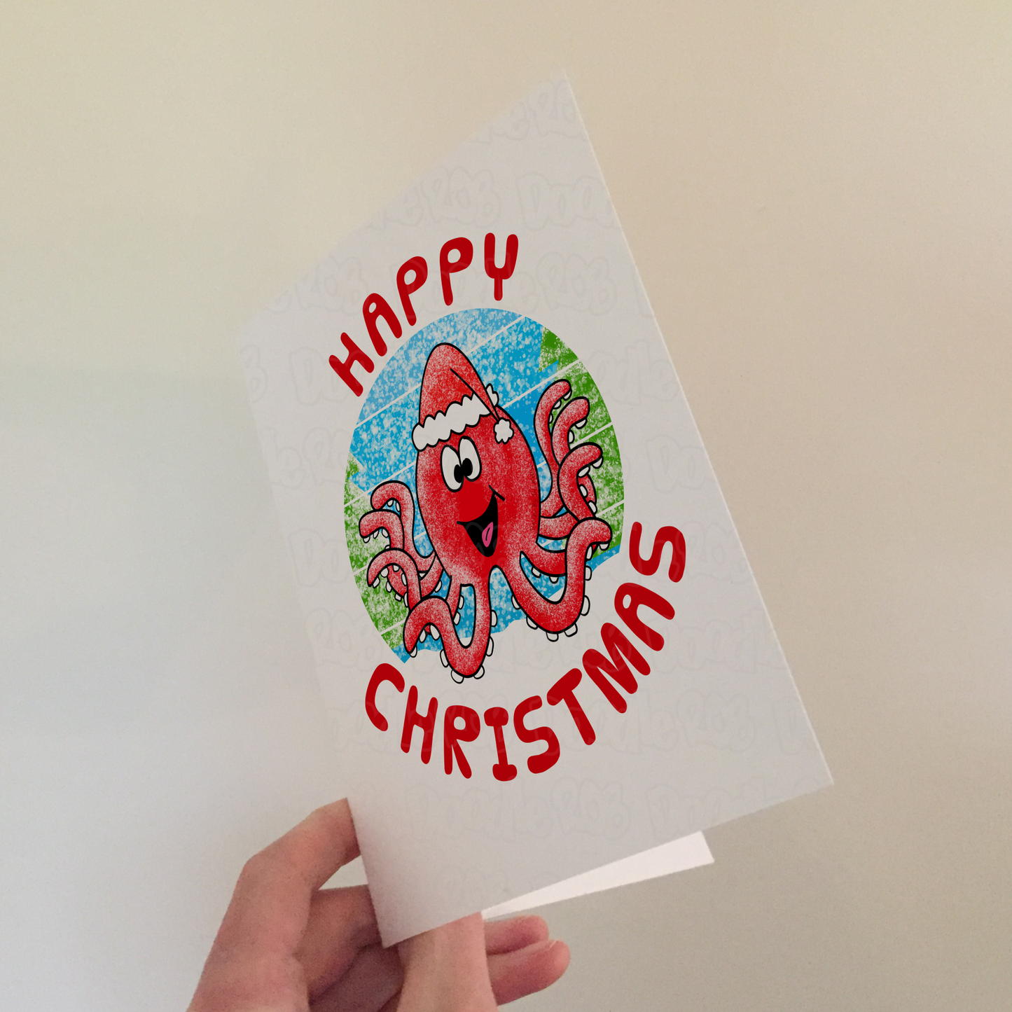 Octopus Christmas Card - Wildlife Lover Xmas Card - Animal Christmas Card