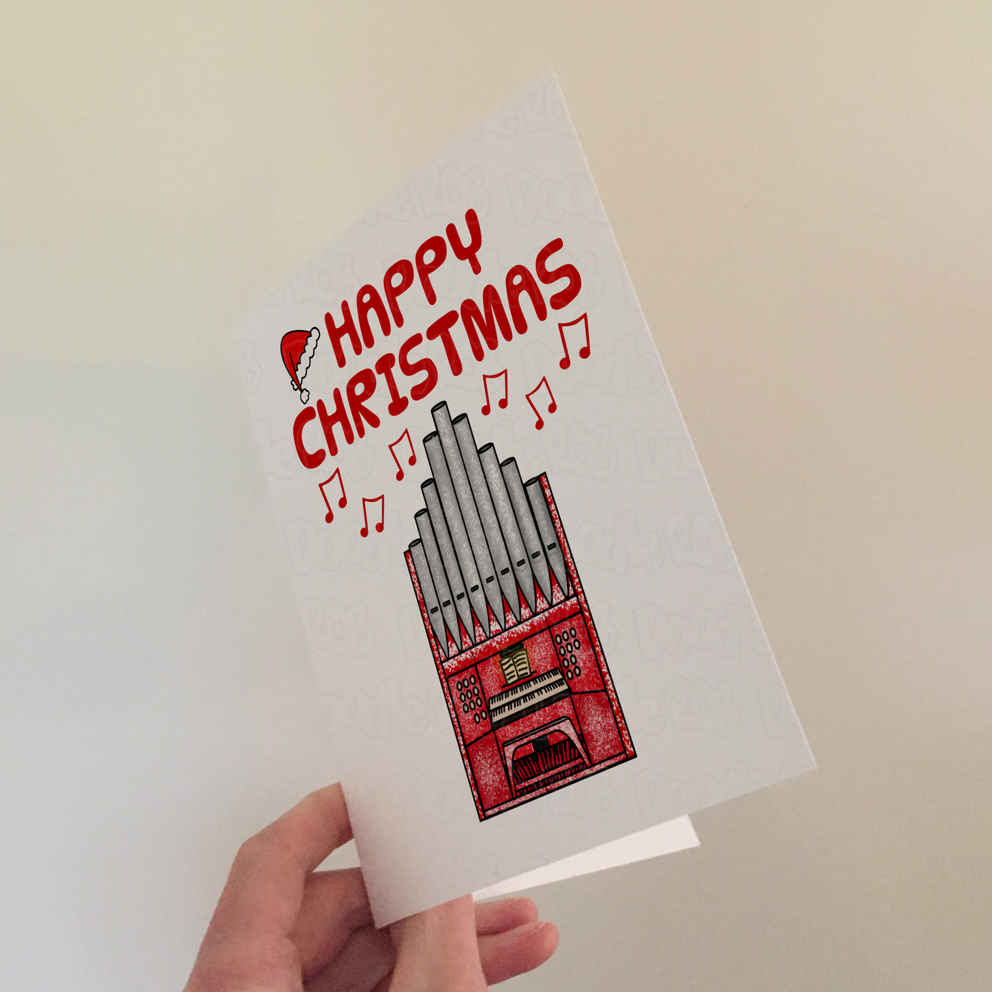 Organist Christmas Card (Santa Hat) - Church Organ Xmas Card - Organ Teacher Christmas Card