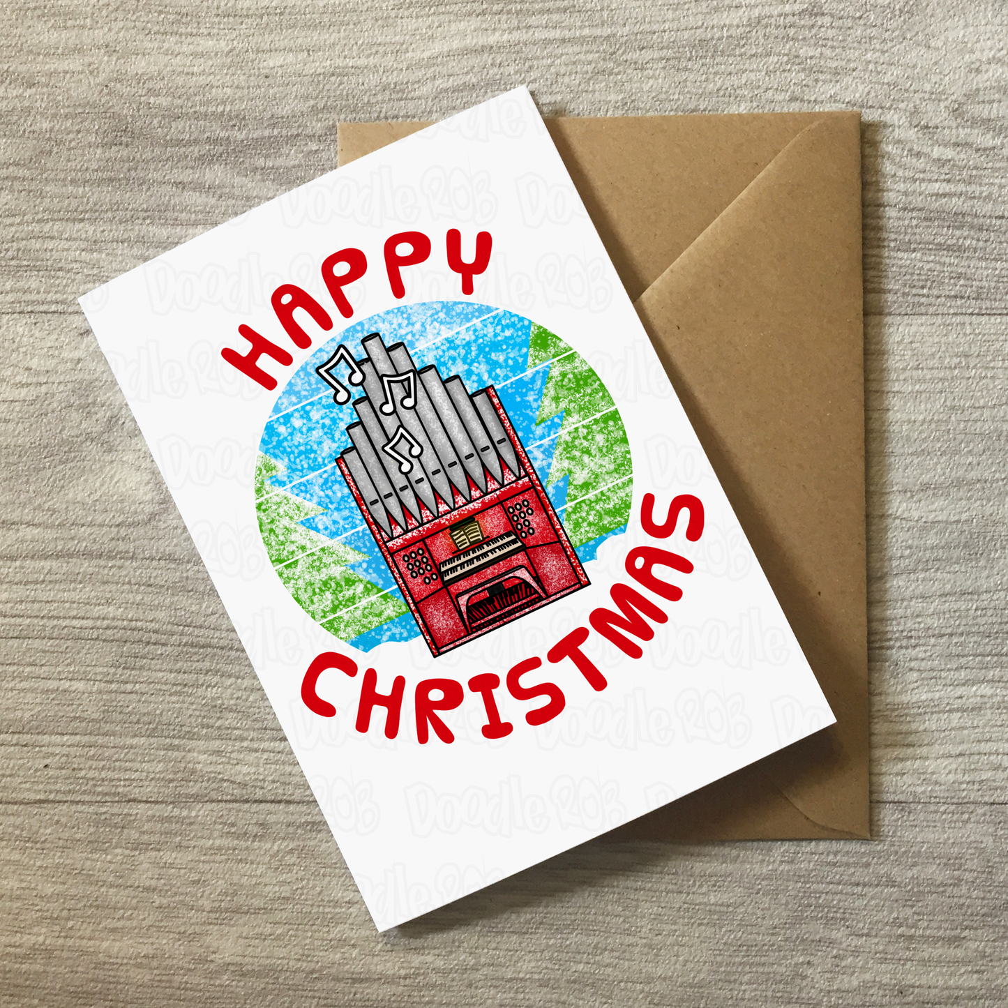 Organist Christmas Card (Snow) - Church Organ Xmas Card - Organ Teacher Christmas Card