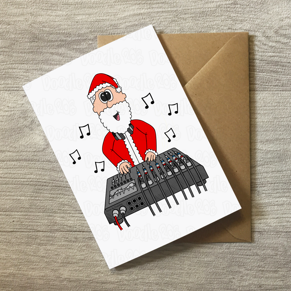 Sound Engineer Christmas Card - Santa Mixing Sound - Sound Guy Xmas Card