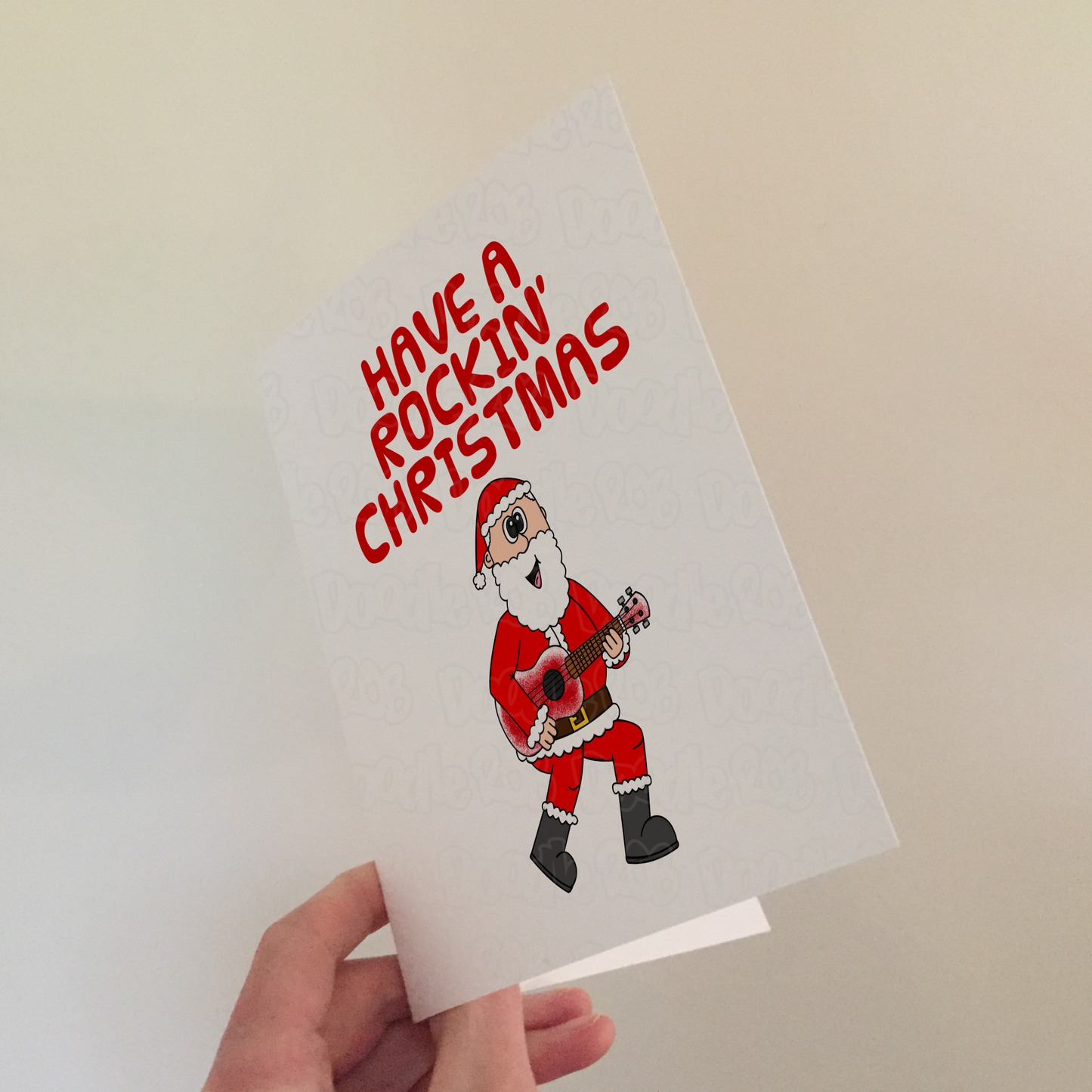 Ukulele Christmas Card - Santa Playing Ukulele - Uke Player Musician Xmas Card