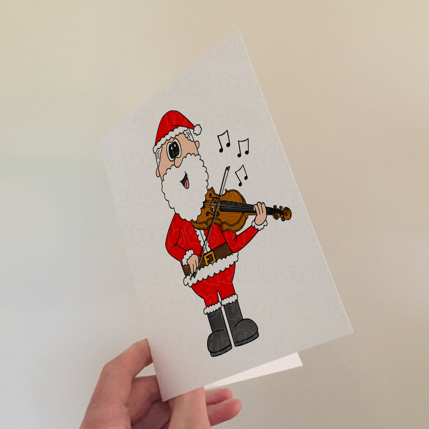 Violin Christmas Card - Santa Playing Violin - Violinist Xmas Card