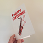 Saxophone Christmas Card (Santa Hat) - Saxophonist Xmas Card - Sax Player Card