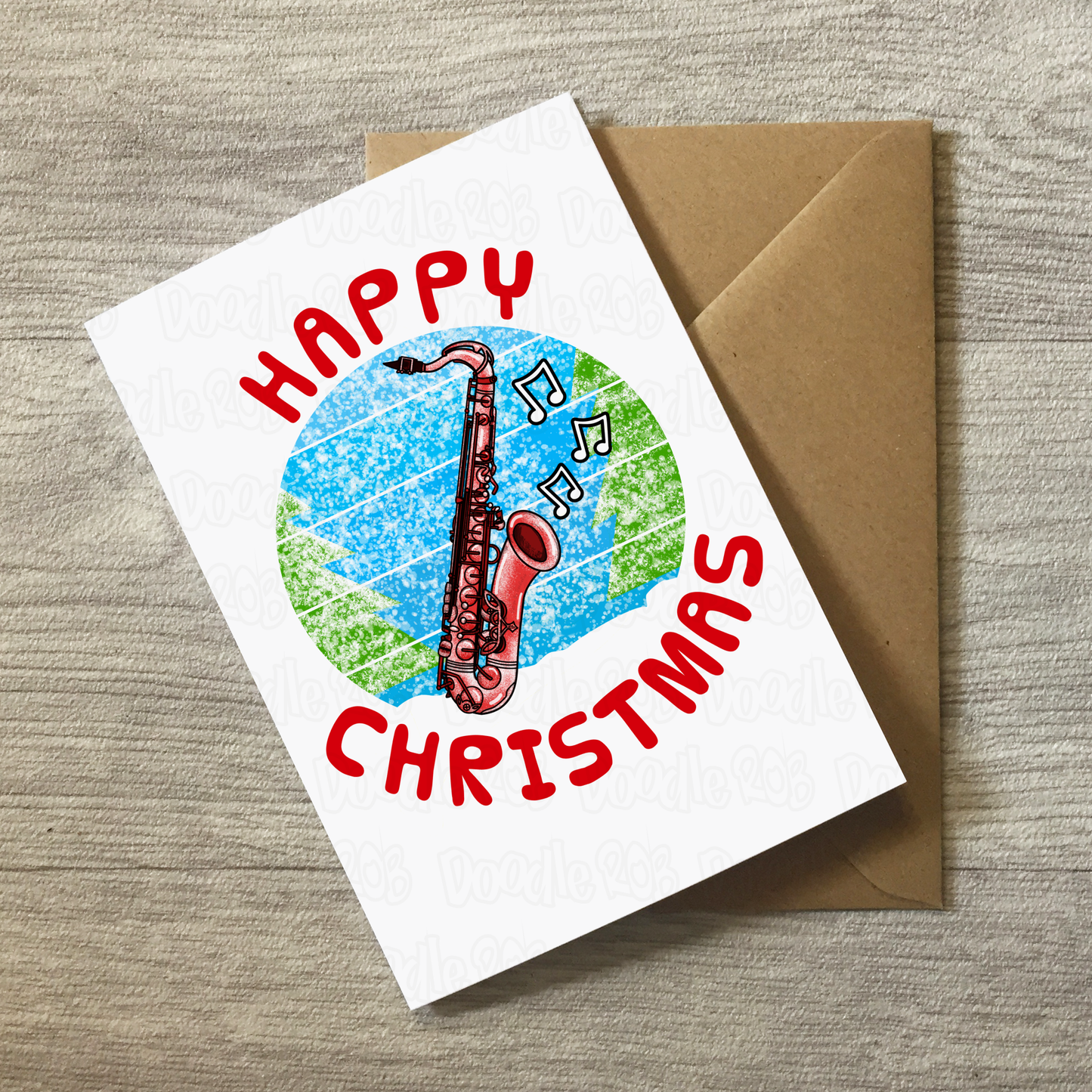 Saxophone Christmas Card - Saxophonist Xmas Card - Music Teacher Christmas Card