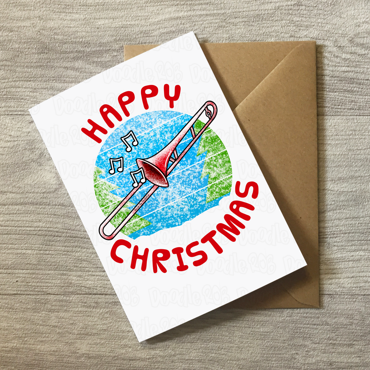Trombone Christmas Card - Trombonist Xmas Card - Brass Musician Christmas Card