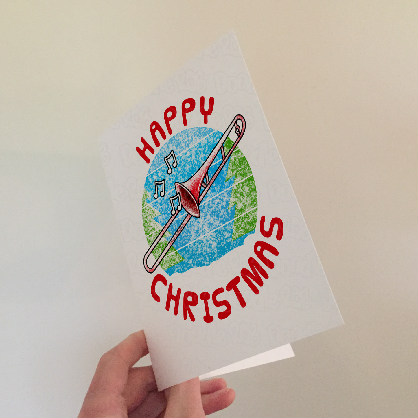 Trombone Christmas Card - Trombonist Xmas Card - Brass Musician Christmas Card