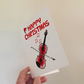 Violin Christmas Card (Santa Hat) - Violinist Xmas Card - String Musician Christmas Card
