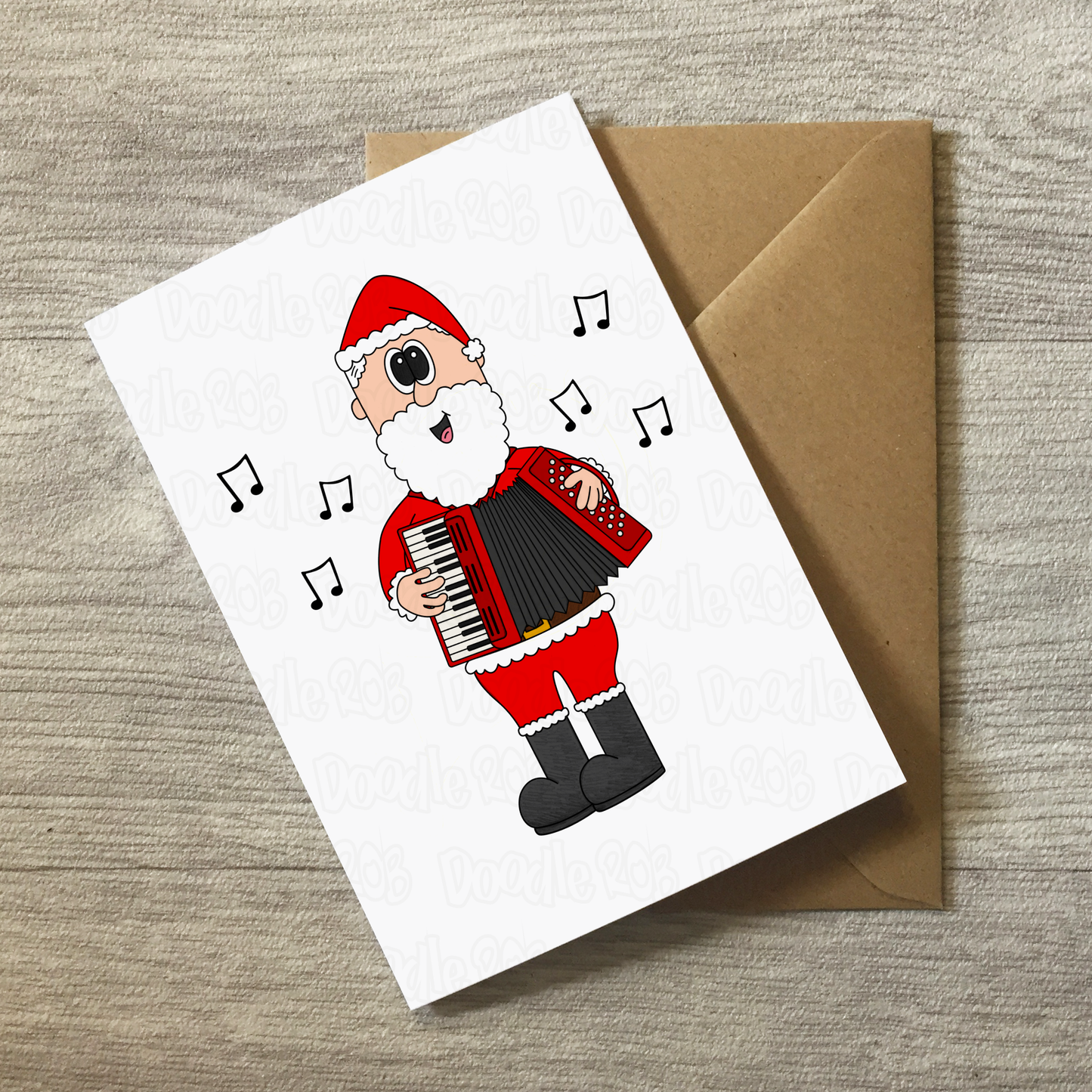 Accordion Christmas Card - Santa Playing Accordion - Accordionist Folk Musician Xmas Card