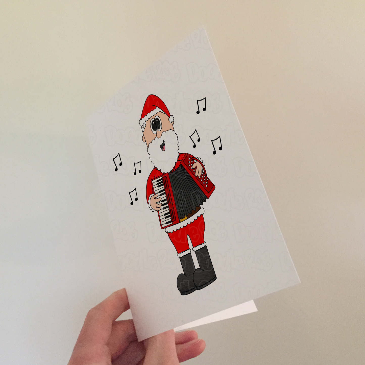 Accordion Christmas Card - Santa Playing Accordion - Accordionist Folk Musician Xmas Card