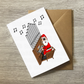 Santa Playing Church Organ Christmas Card - Church Organist Xmas Card