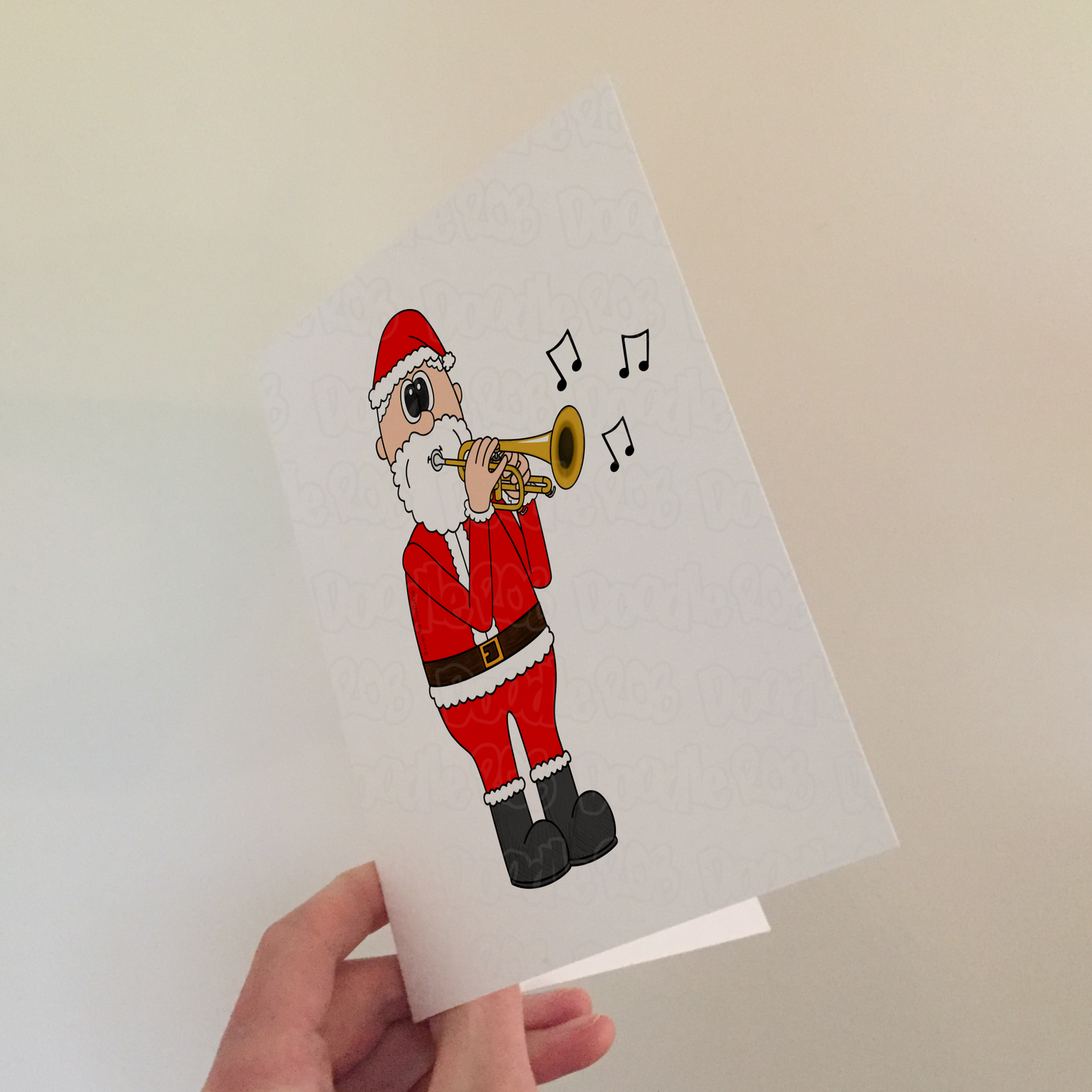 Santa Playing Cornet Christmas Card - Cornetist Xmas Card - Brass Musician Christmas Card
