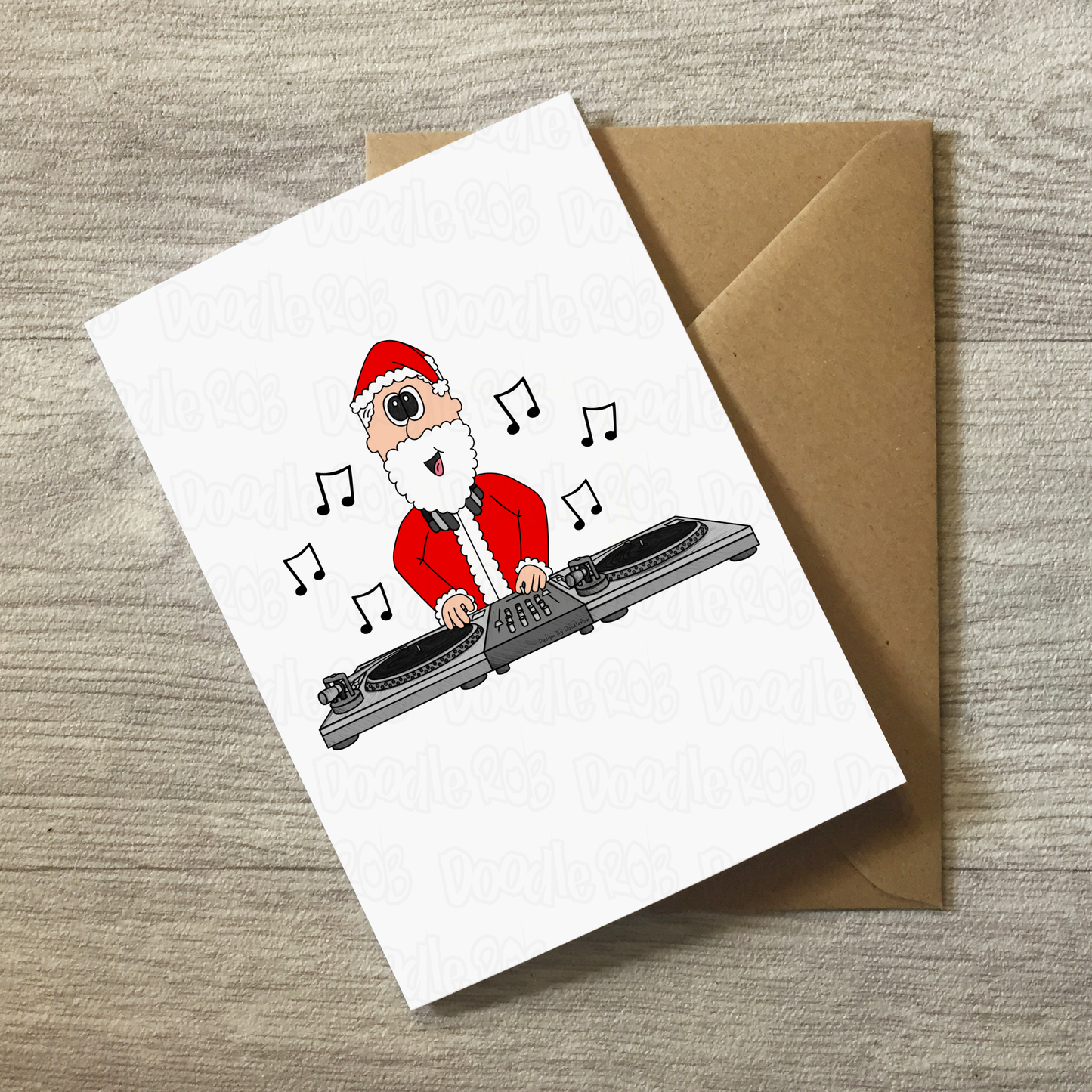 DJ'ing Santa Christmas Card - Music Producer Greeting Card - Xmas Card For DJ