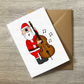 Santa Playing Double Bass Christmas Card - Bassist Jazz Musician Xmas Card