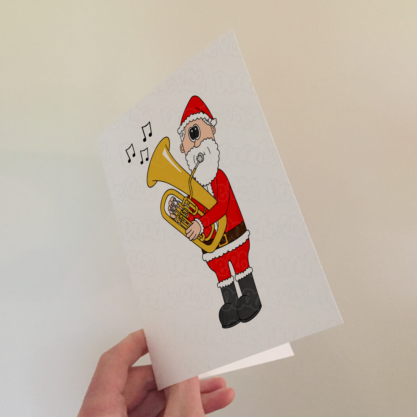 Santa Playing Euphonium Christmas Card - Euphoniumist Brass Musician Xmas Card