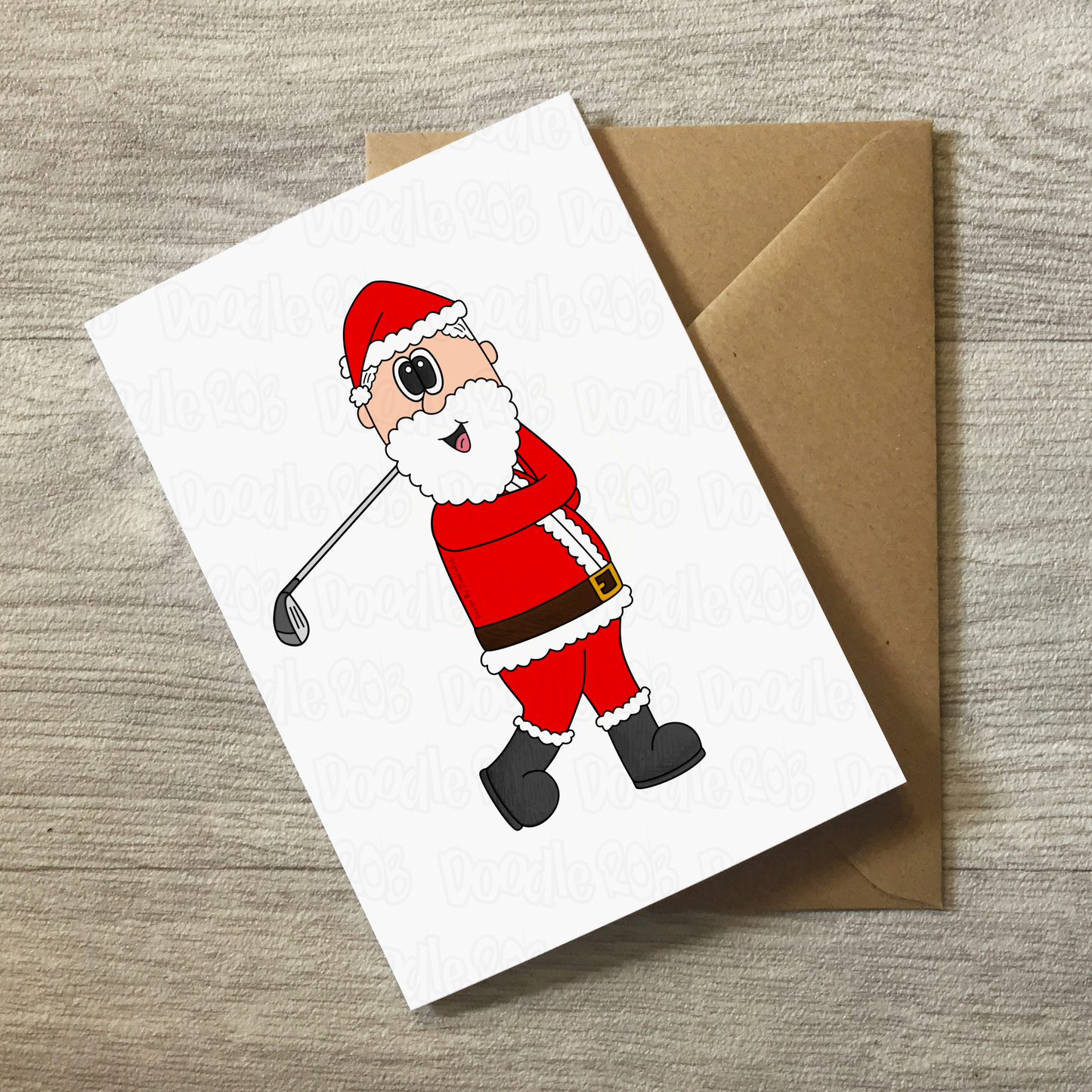 Golf Christmas Card - Santa Playing Golf (Driver) - Golfer Xmas Card