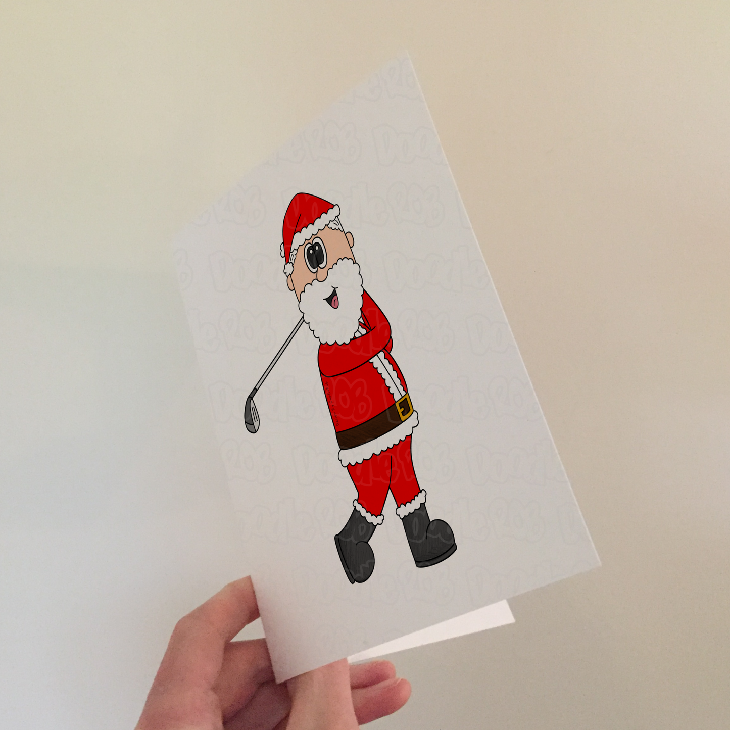 Golf Christmas Card - Santa Playing Golf (Driver) - Golfer Xmas Card