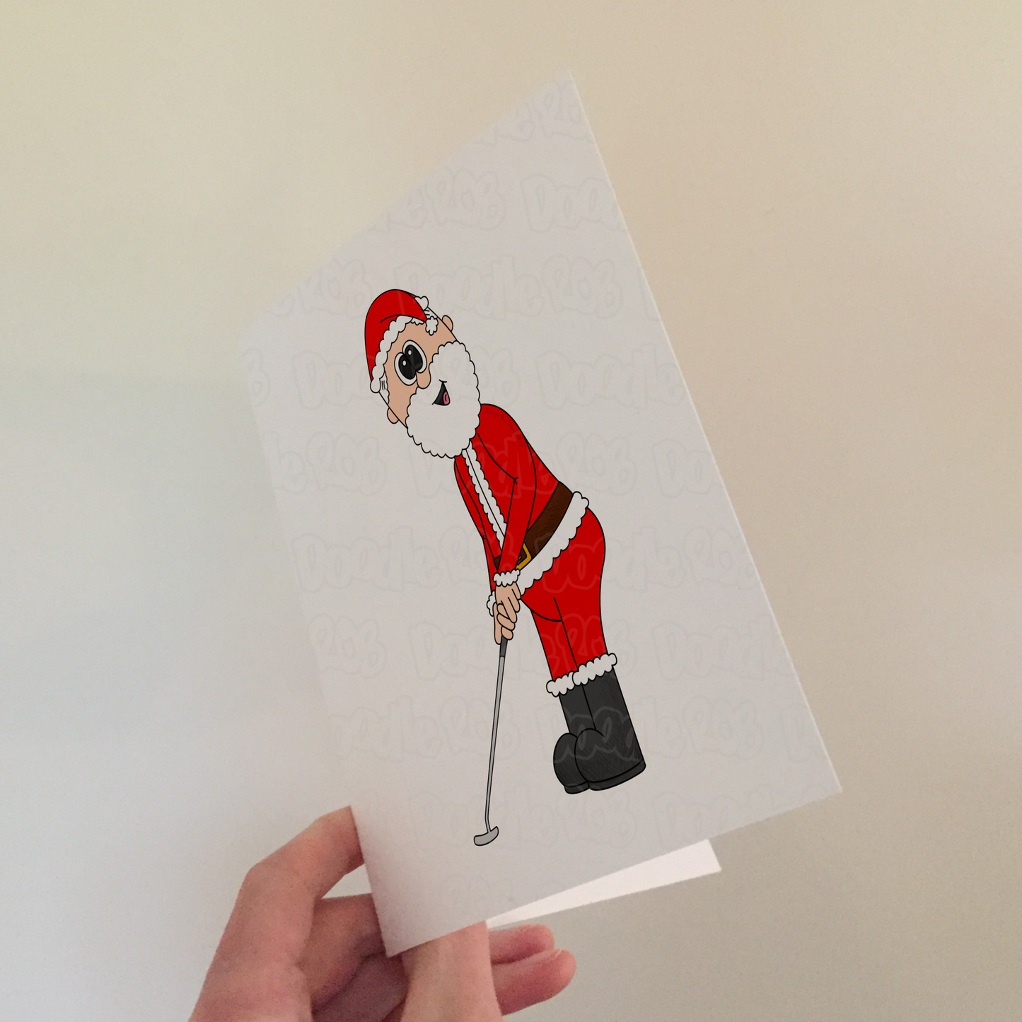 Golf Christmas Card - Santa Playing Golf (Putter) - Golfer Xmas Card