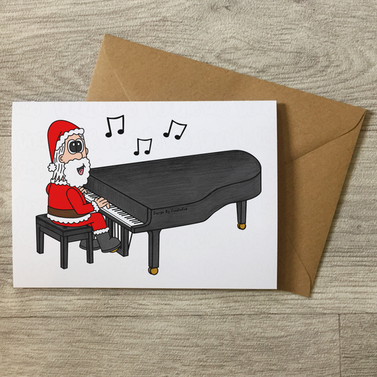Santa Playing Piano Christmas Card - Pianist Xmas Card - Music Teacher Christmas Card