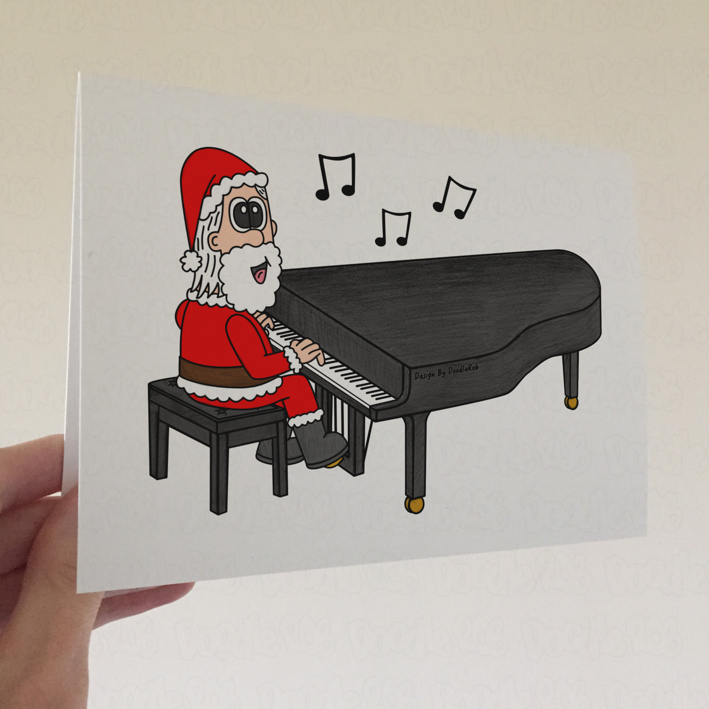 Santa Playing Piano Christmas Card - Pianist Xmas Card - Music Teacher Christmas Card