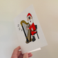 Santa Playing Harp Christmas Card - Harpist String Musician Xmas Card
